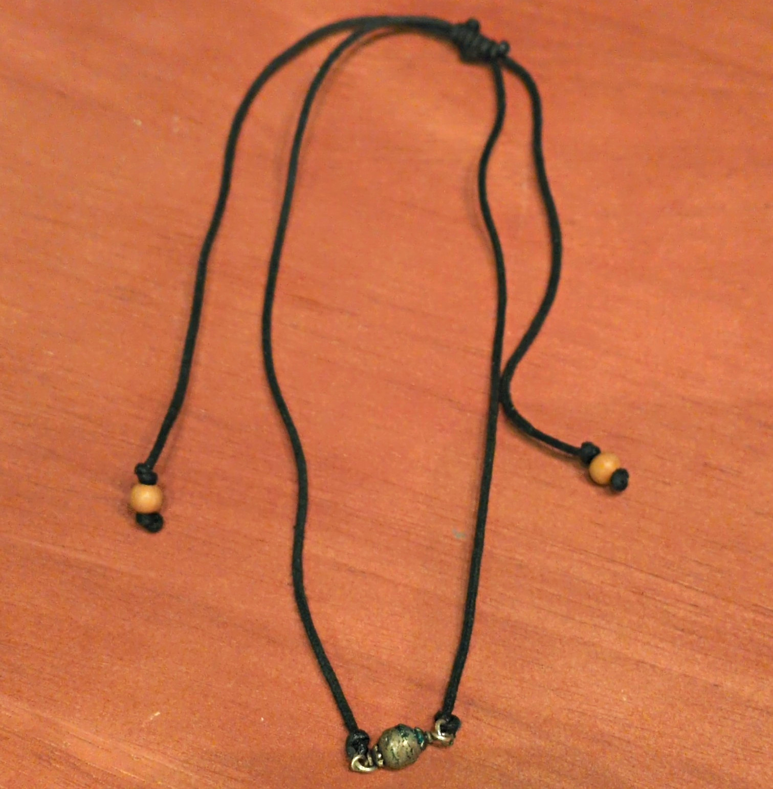 Black Adjustable Cord Necklace with Parad Pendant
