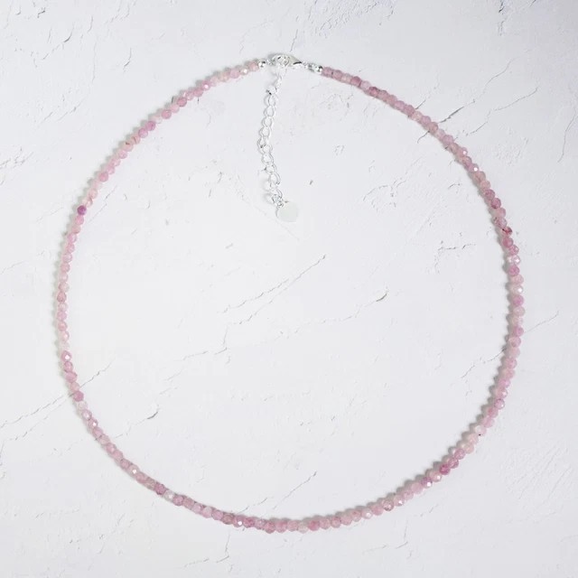 Kunzite Gemstone Beaded Choker Necklace Healing Women Purple Dainty Crystal Gift