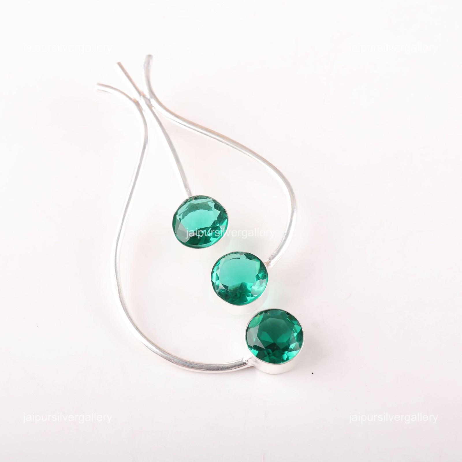 Emerald Gemstone Jewelry 925 Silver Handmade Pendant 2.2″ For Birthday Gifts