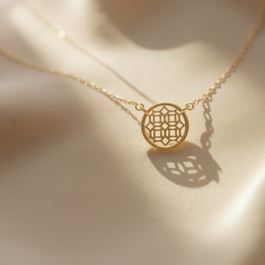 Gold Jewelry Filigree Round Pendant Necklace – Elegant Jewelry Gifts