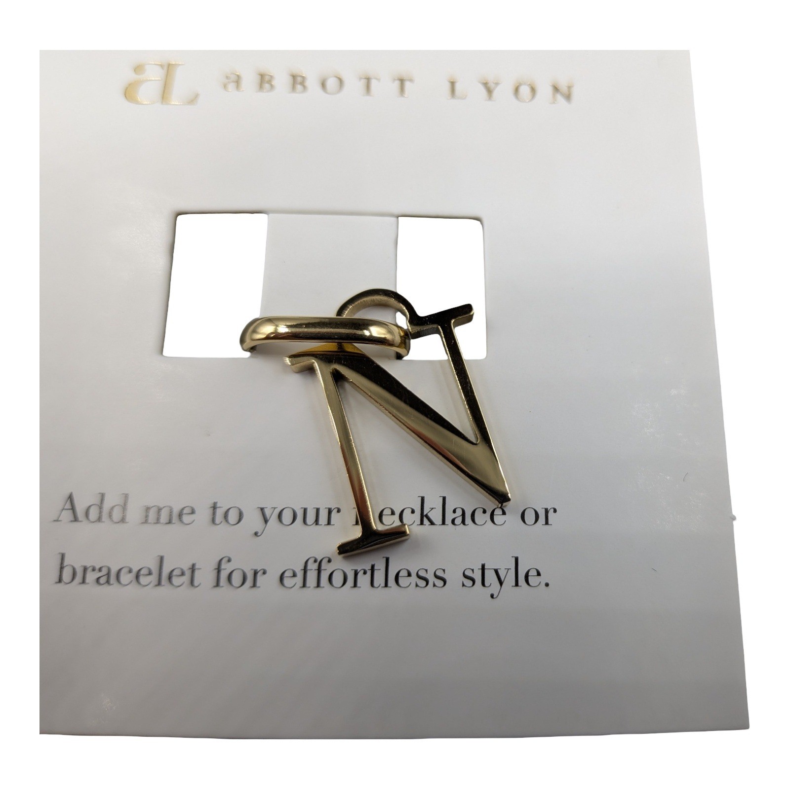 Abbott Lyon Letter N Initial Pendant Charm Yellow Gold Tone SA596