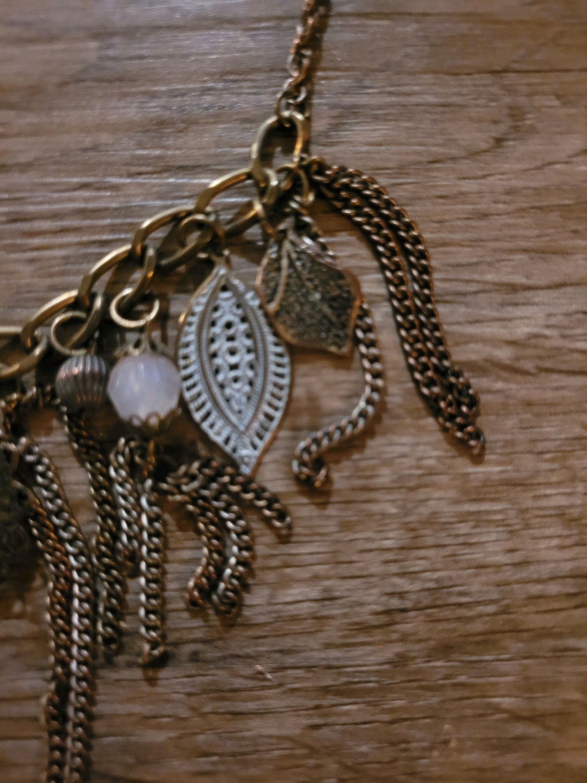 Bronze Tone Chain Tassel Bible Charm Necklace Bohemian Style Tribal Jewelry