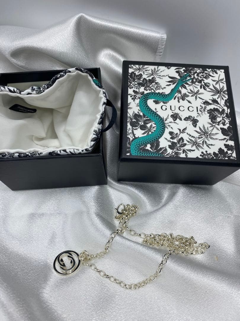 Excellent Polished GUCCI Interlocking G Necklace 55 925