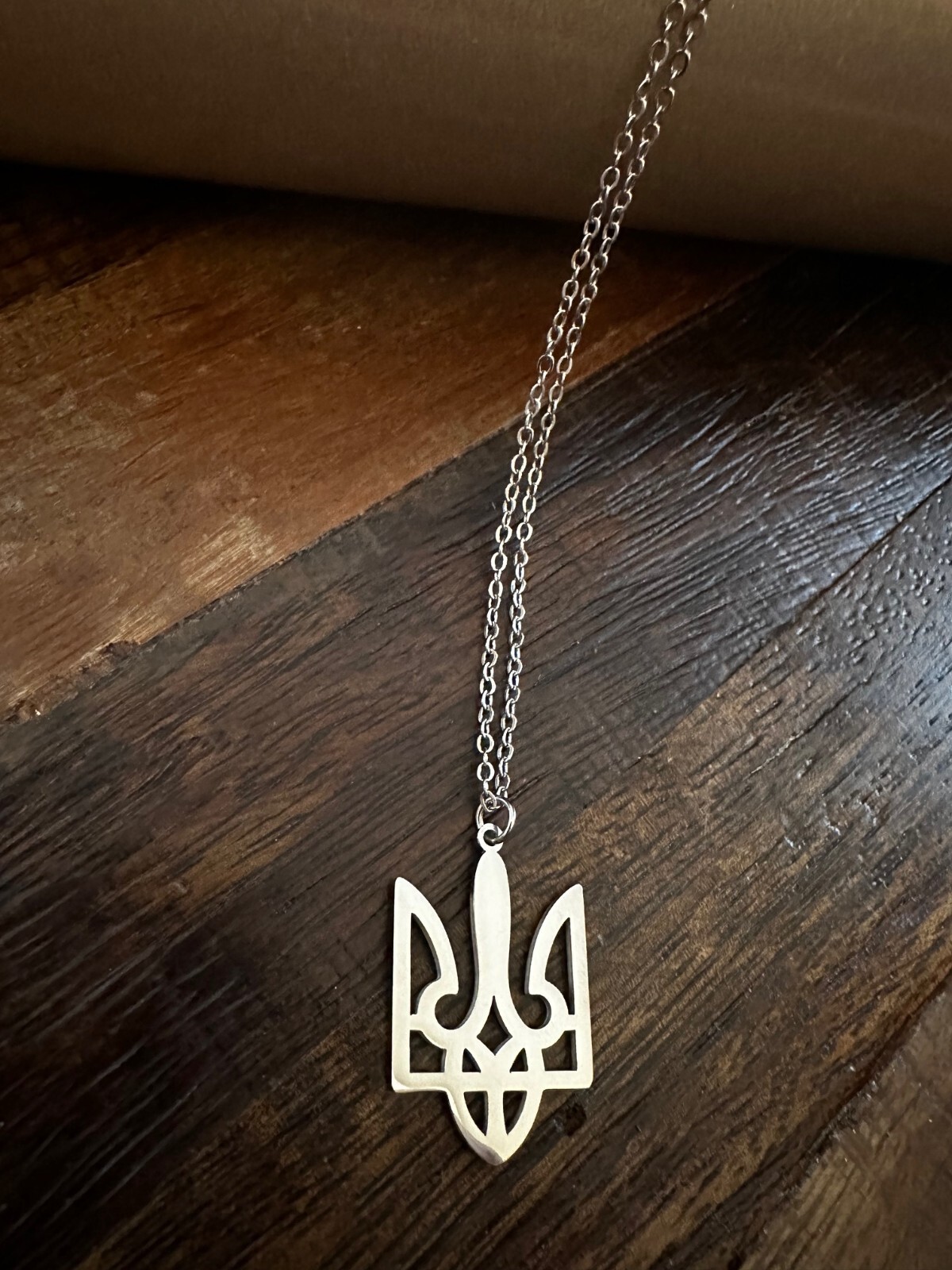 New Ukrainian Tryzub Trident Pendant Necklace Silver Color
