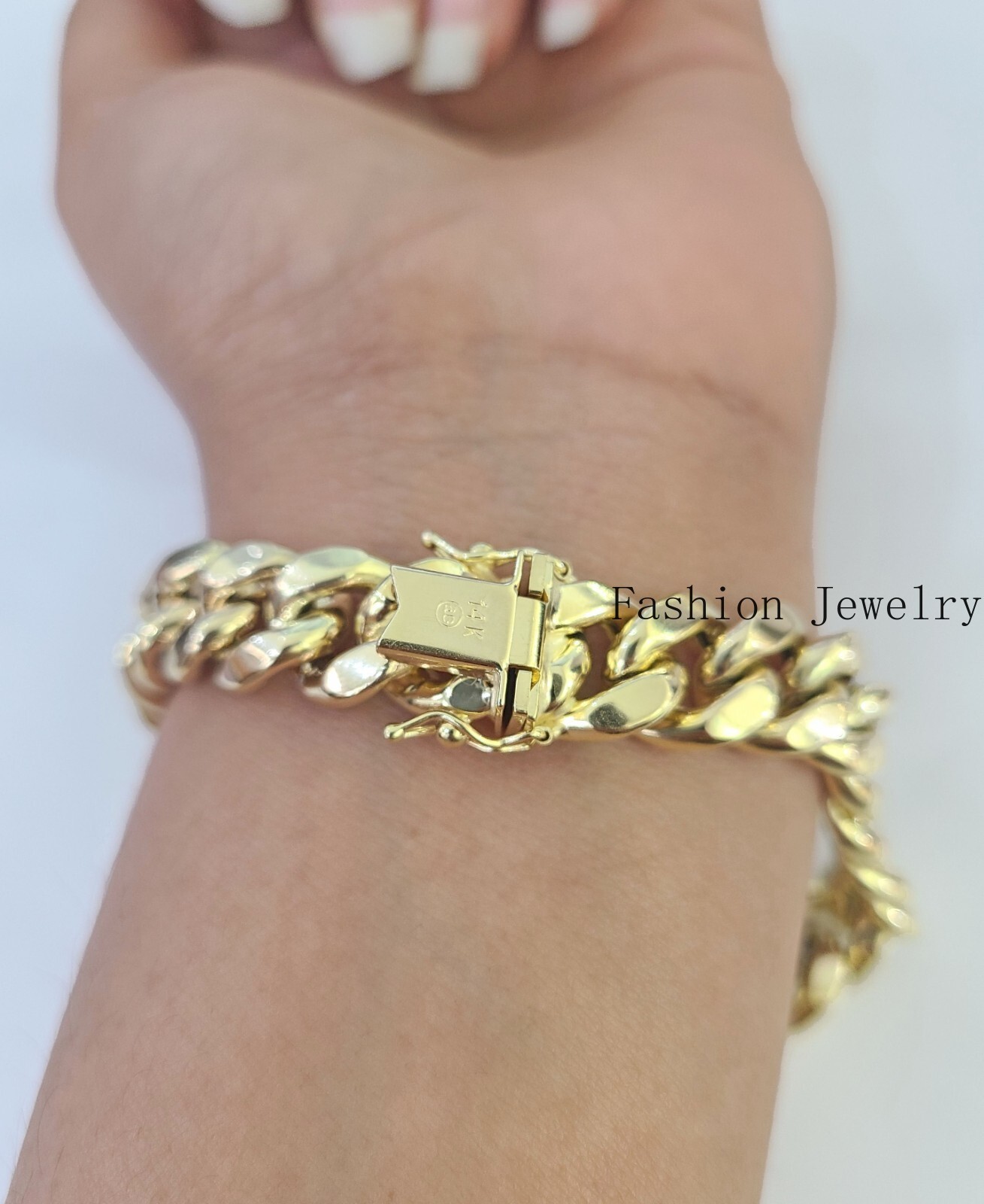 Real 14K Gold Bracelet Miami Cuban Link Yellow Gold Box Clasp 8″ Inch 11mm