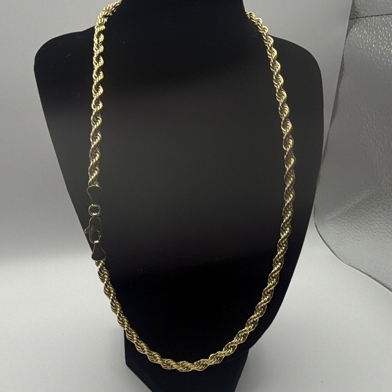 Gold Tone Rope Chain Necklace – Lobster Clasp, Metal, No Stone