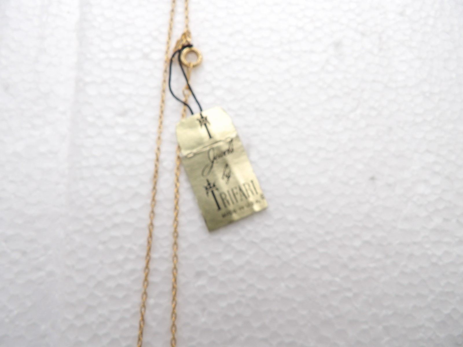 Vintage Signed Crown Trifari Gold Initial “I” Pendant Necklace – NWT