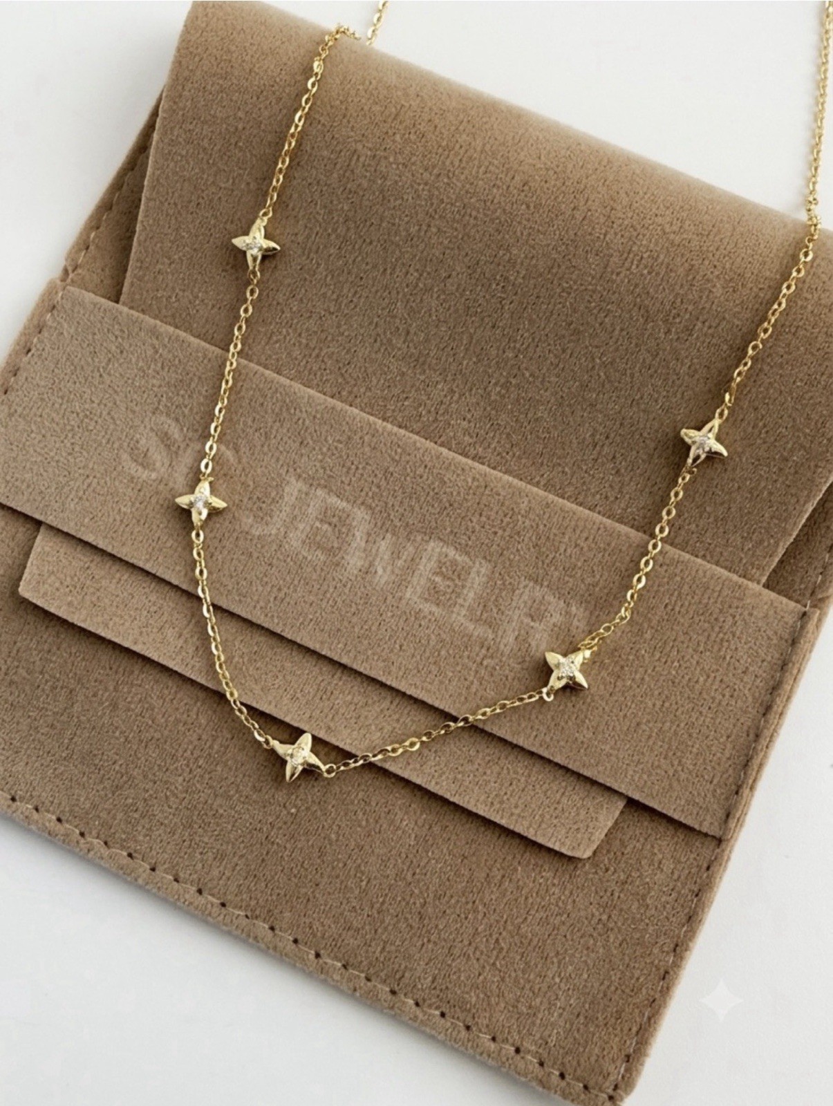 14K Gold Plated Star Station Necklace with CZ | Dainty Celestial Jewelry