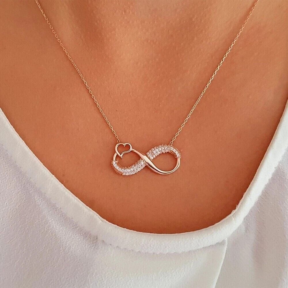 2Ct Round Cut Simulated Diamond Women’s Infinite Pendant In 14K Rose Gold Plated