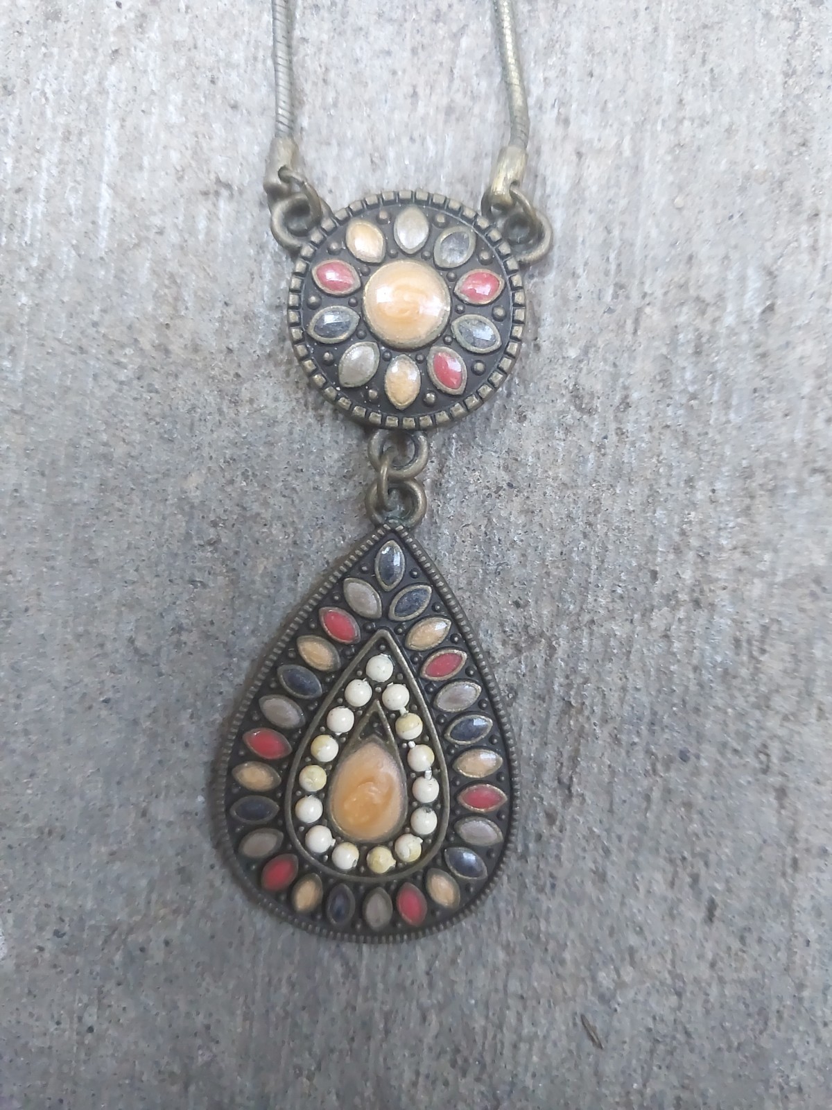 Womens Boho Chic Western Multi Color Drop Pendant