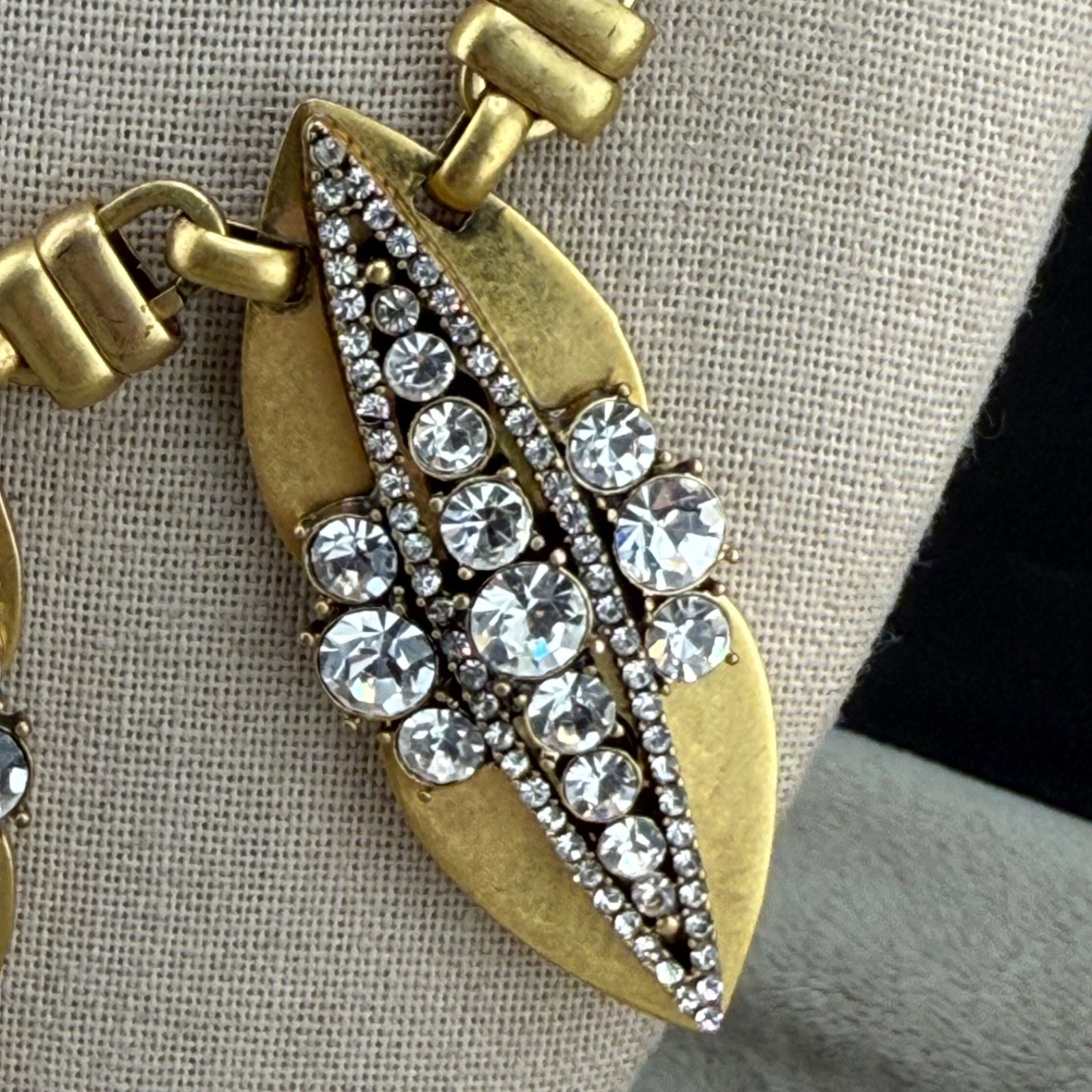 J. Crew Necklace Chunky Gold Tone Rhinestone Statement 16”