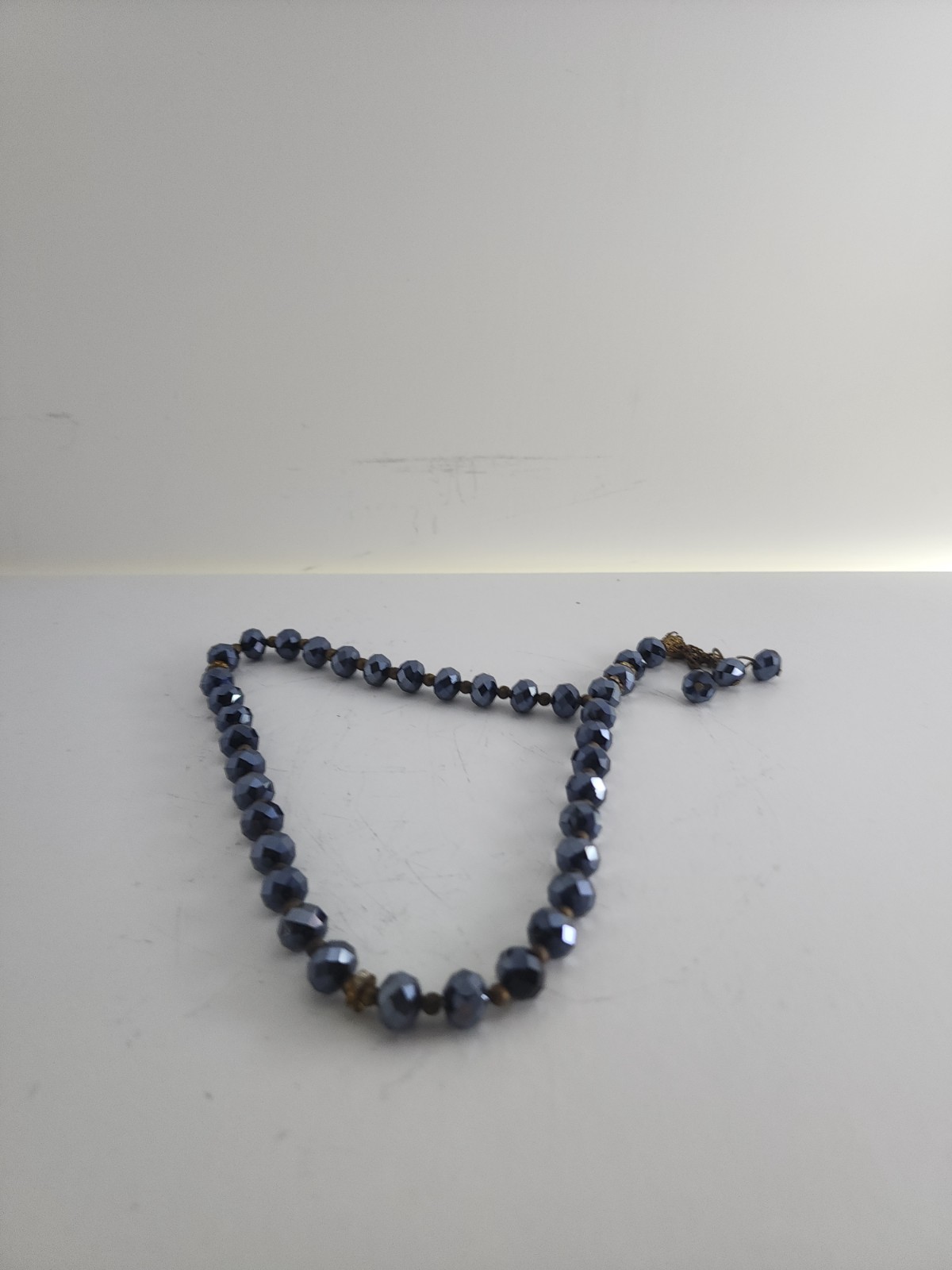 Metallic Blue Gray Beads Necklace Meditation Worry Beads Smooth Ornament Gift