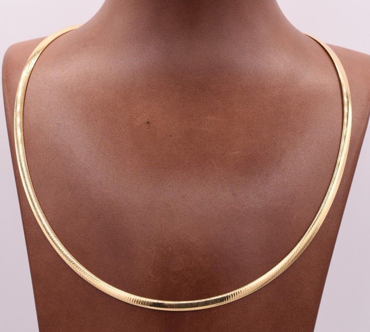 4mm Italian Reversible Omega Chain Necklace 14K Yellow Gold-Plated Silver 925