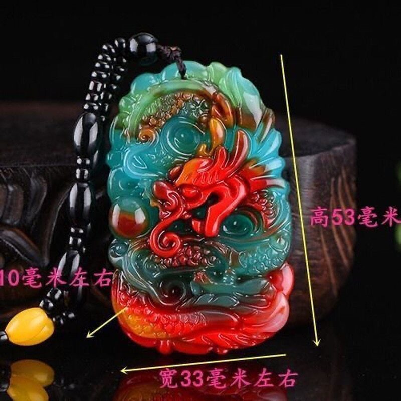 2.08″ Pendant Necklace Jewelry Carved Amulet Gift Natural Colour Jade Dragon