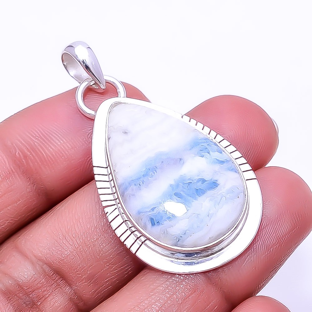 Blue Scheelite – Turkey Gemstone 925 Sterling Silver Pendant 1.76″ P395