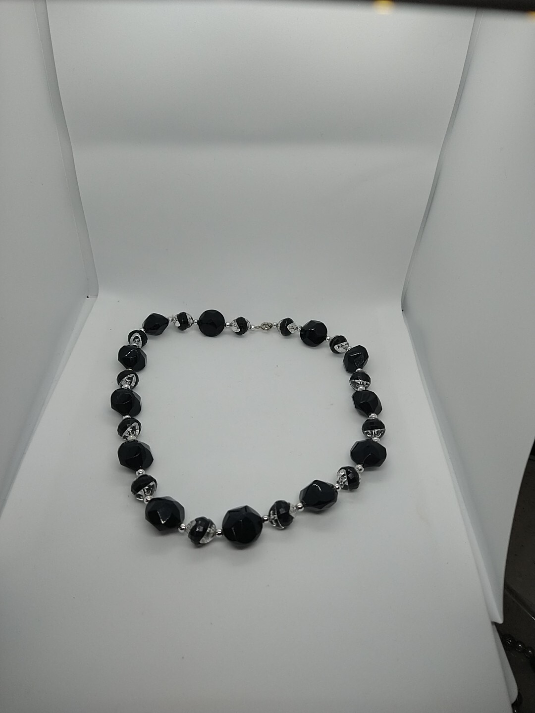 Necklace black Goth clear vintage beads vintage style retro Halloween y2k 1990′