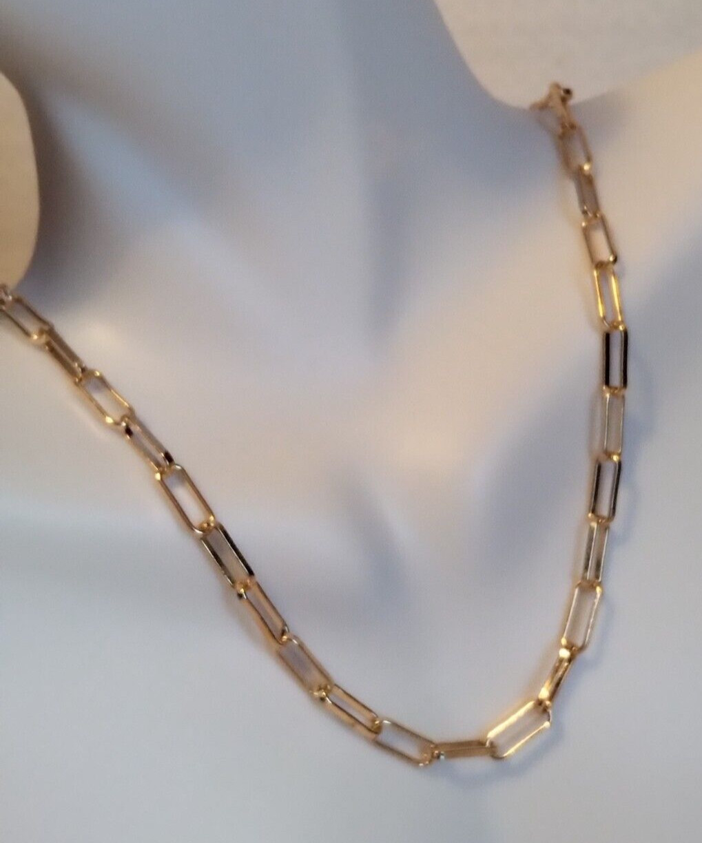 Paperclip Chain Link Necklace 14K Gold Plated Stainless Steel Chain Simple Mod