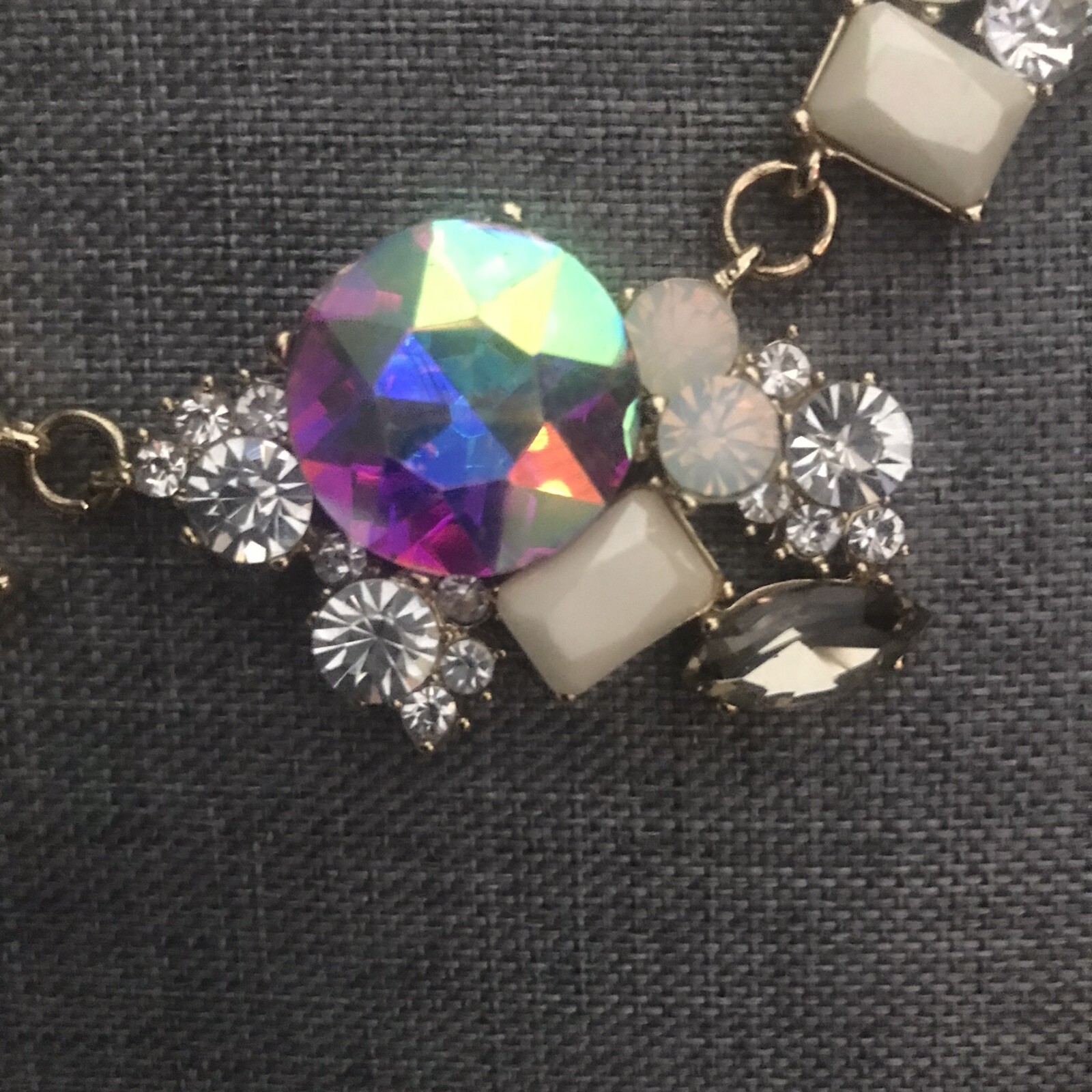 Versona 24″ Statement Gold Tone Rainbow Reflection Rhinestone Necklace