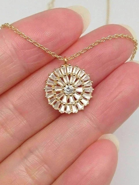 2.50Ct Round Cut Simulated Diamond Stunning Charm Pendant 14K Yellow Gold Plated
