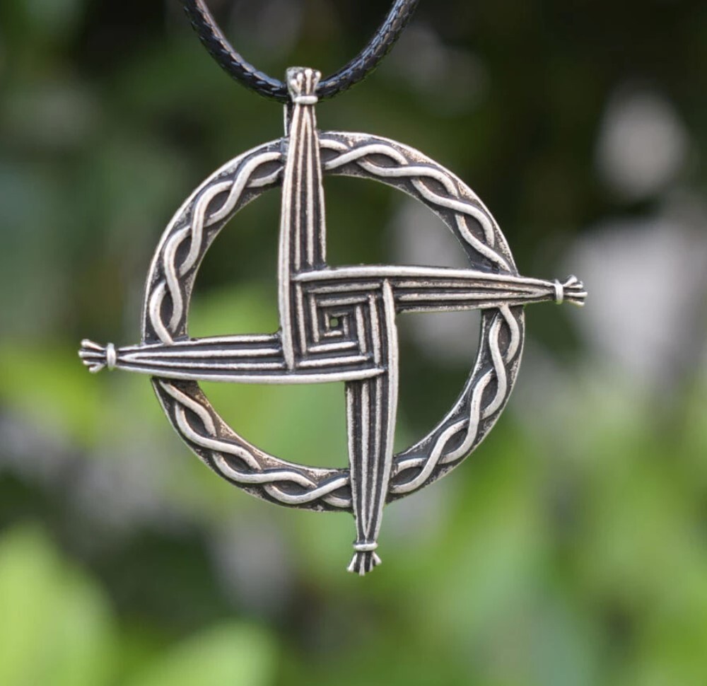 Alloy St Brigid Cross Pendant with 50cm plus 5cm extender cord necklace