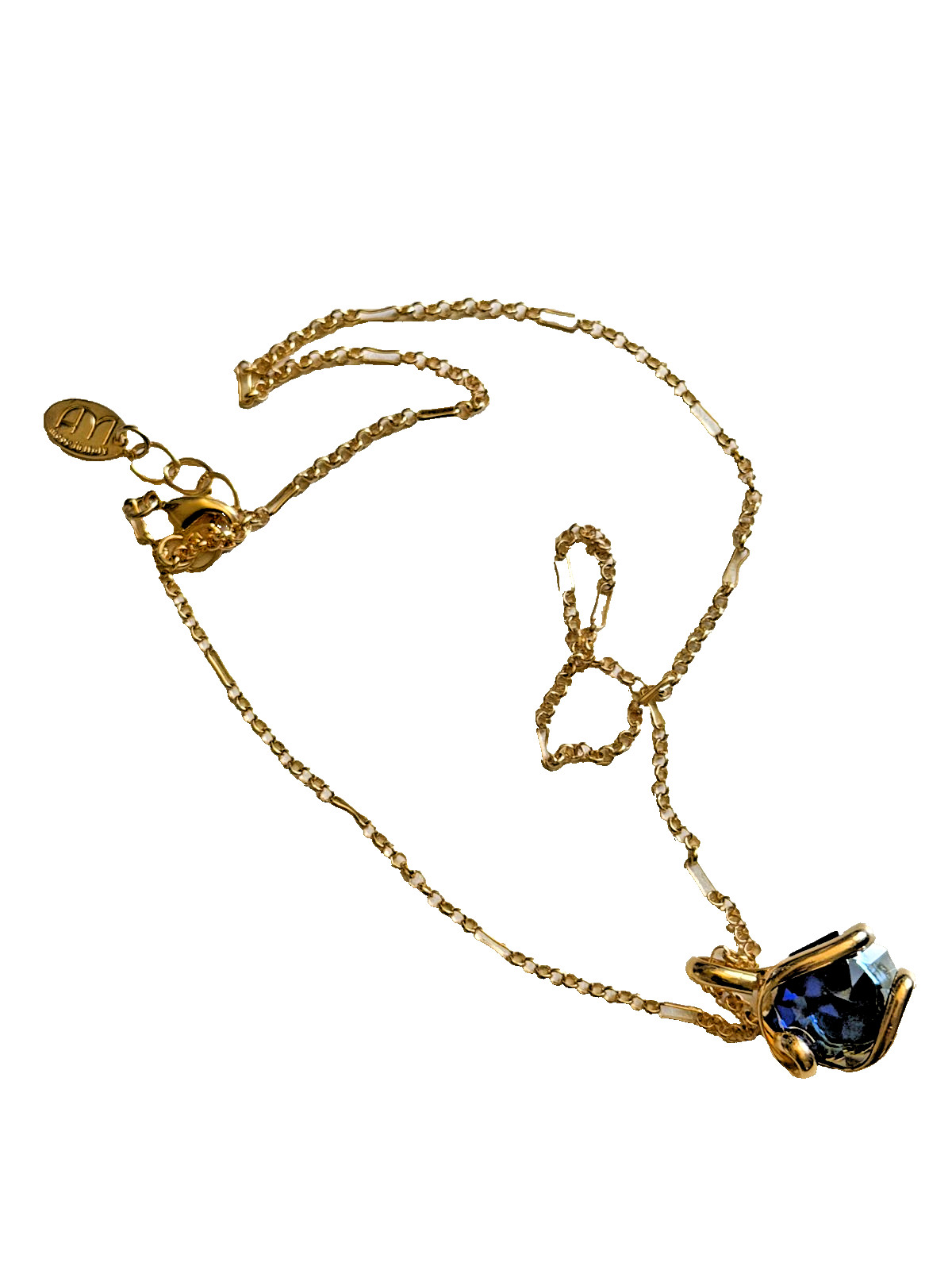 Andrea Marazzini Gold Plated S Octagon Dark Blue Pendant