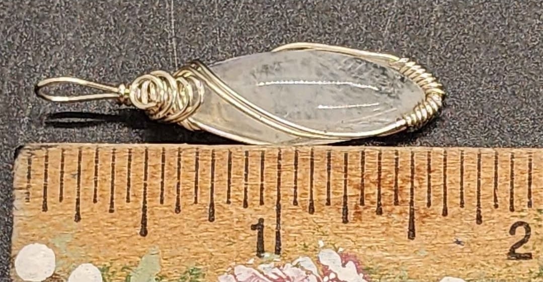 Handcrafted Sterling Silver Wire Wrapped Marquise Rainbow Moonstone Pendant