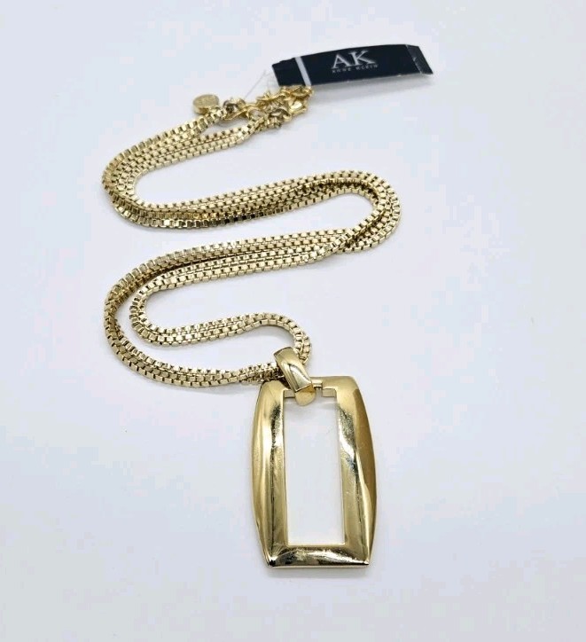 Anne Klein Pendant Necklace Gold Tone Layered chain 27 in Chunky