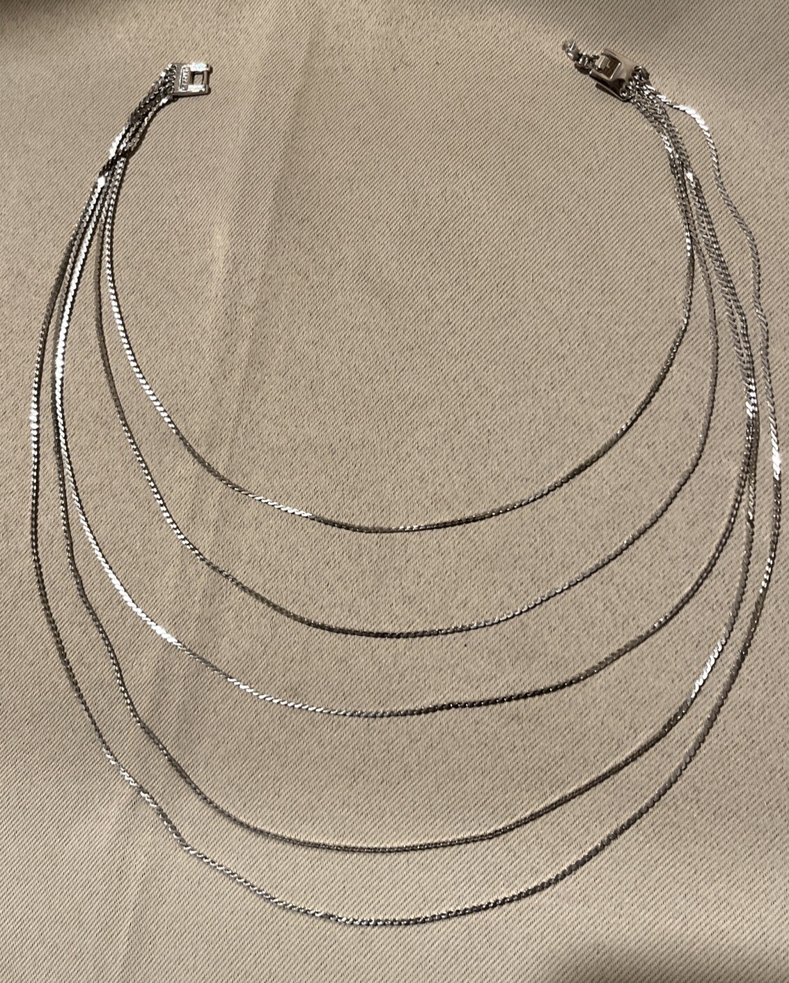 MONET Multi Strand (5) Link Silver Tone Variable Length Chain Necklace.