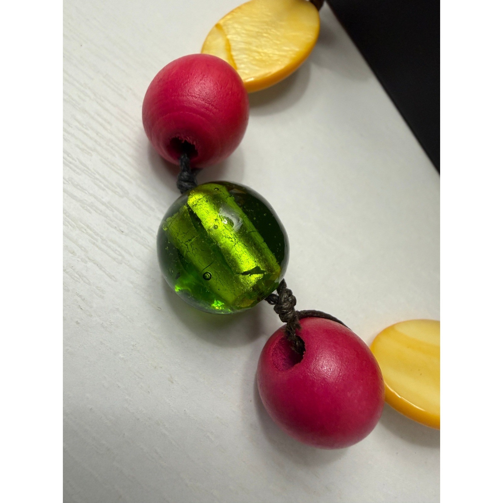 Beaded Necklace Wood Shell Glass Bead Boho Dopamine Summer