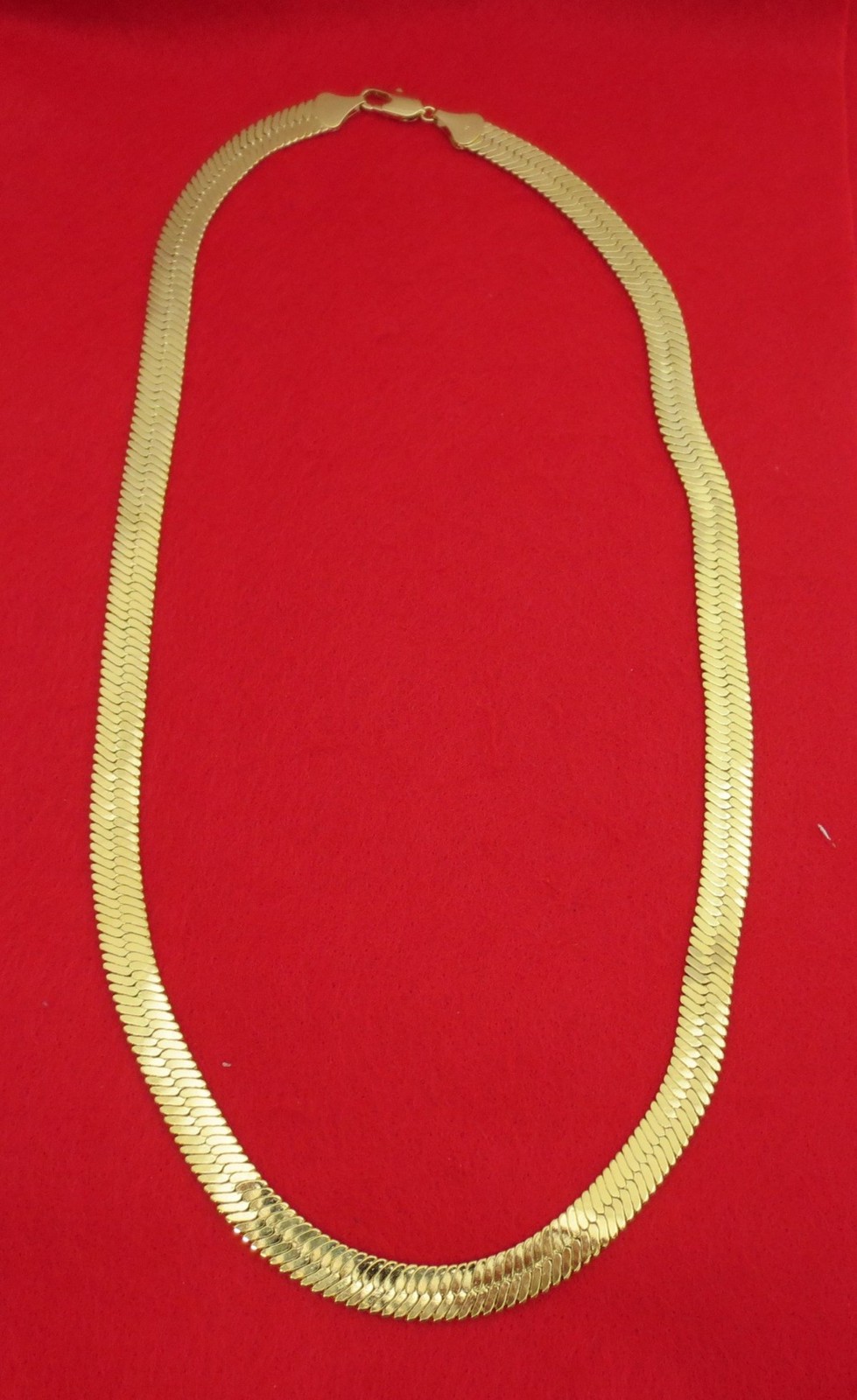 14 KT GOLD EP 24″ 12mm FLEXIBLE SUPER HERRINGBONE DESIGNER NECKLACE