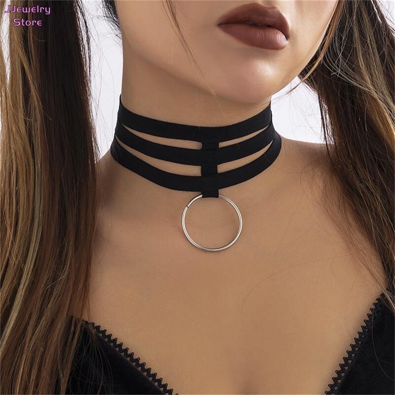 Women’s Fashion Jewelry Black Velvet Velvet Layered Choker Collar Necklace 434