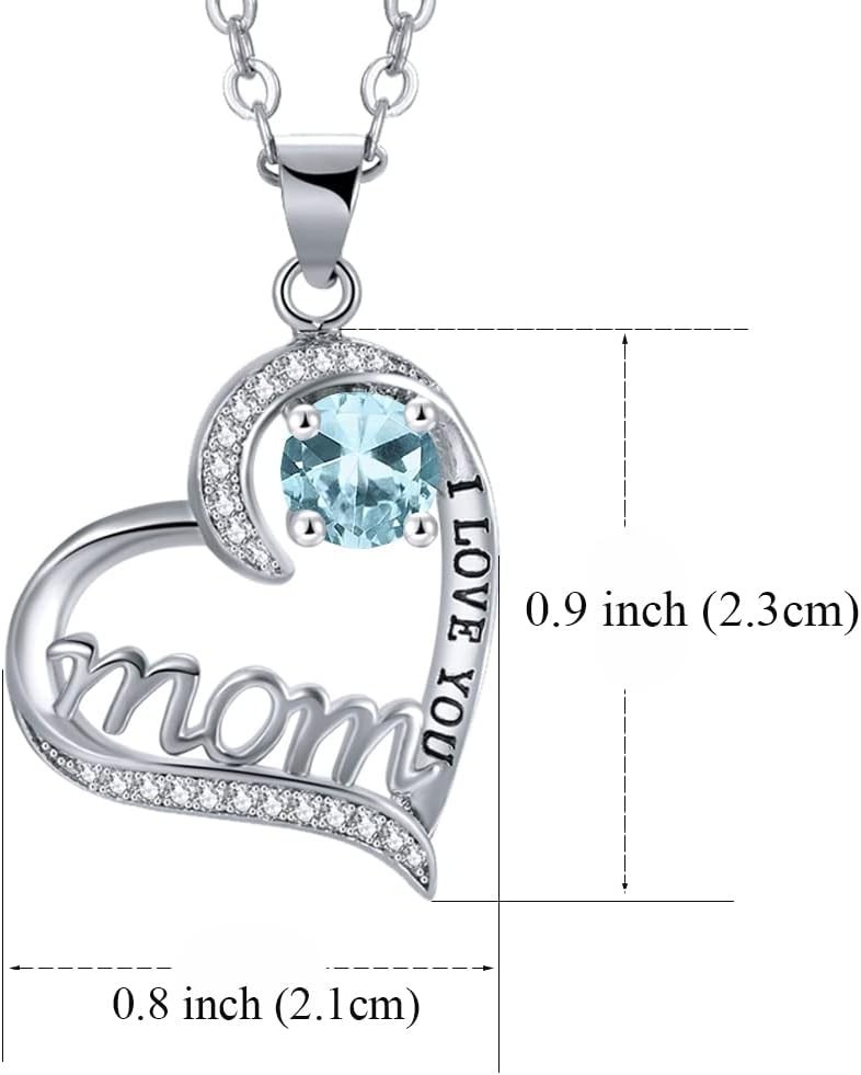 Dazzling ‘I Love You Mom’ Heart Pendant Necklace – Perfect for Special Occasions