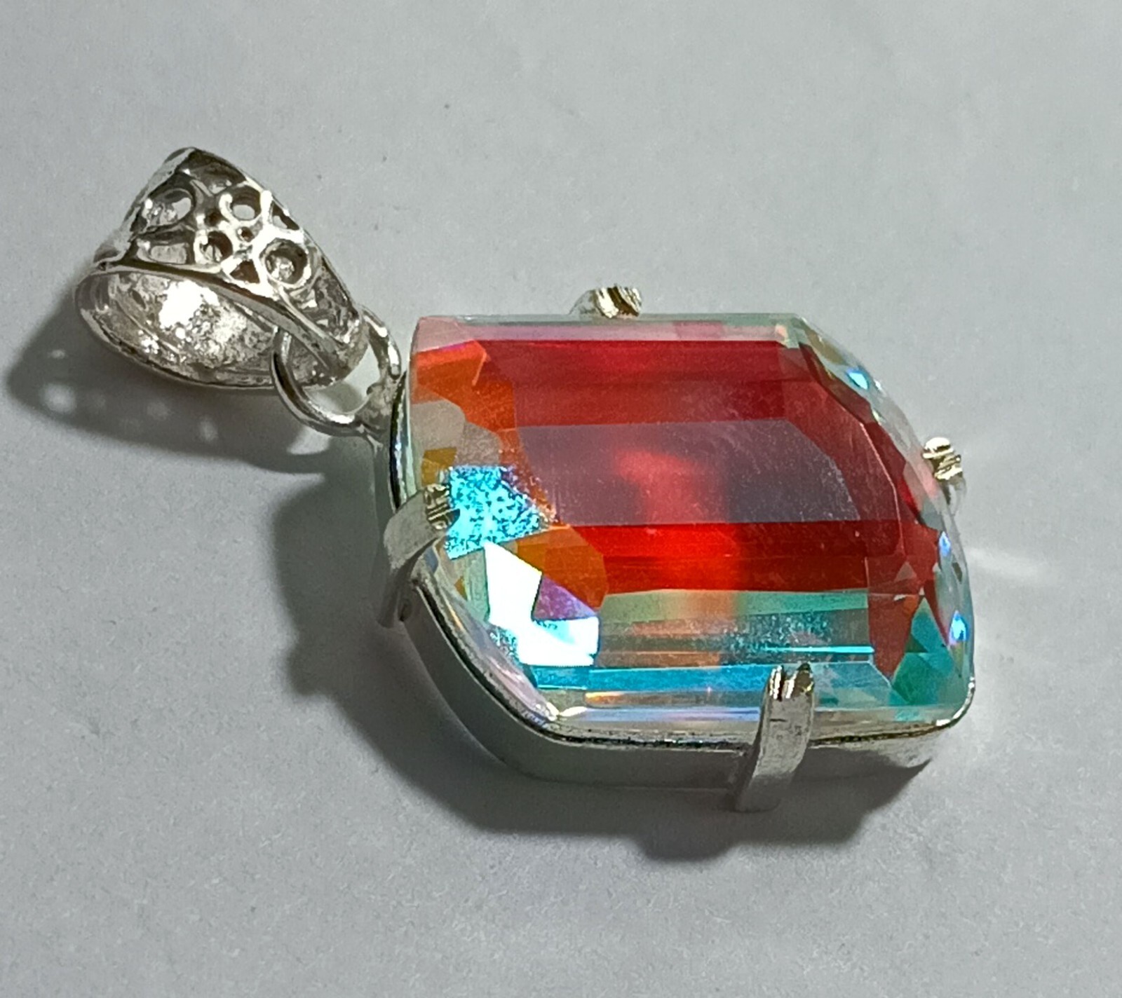 45.57 Ct EGL Certified Natural Mystic 925 Solid Silver Pendant Loose Gemstone