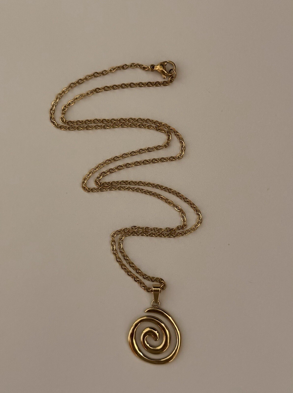 Spiral Swirl Pendant Necklace Chain Gold Tone Unisex Women Men Brand New