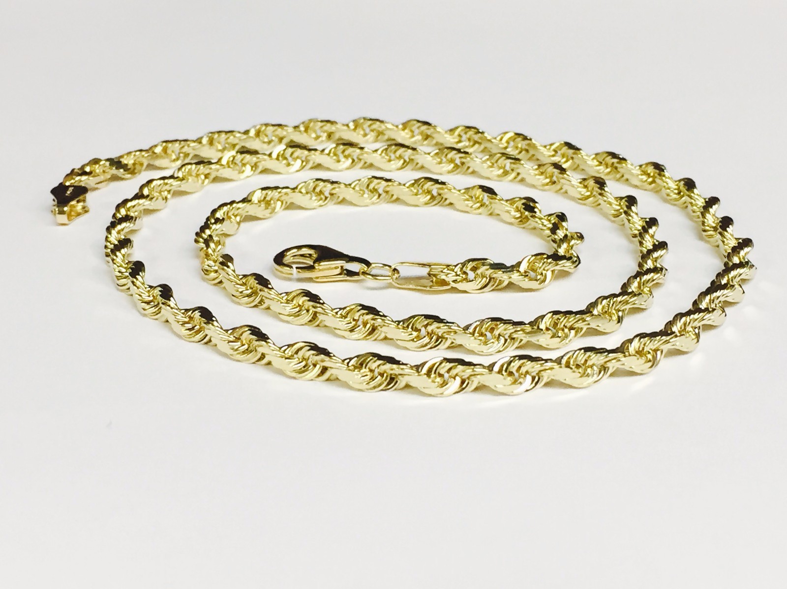 10k Yellow Gold 22″ Solid Diamond Cut Rope Chain Necklace 5 mm 27 Grams