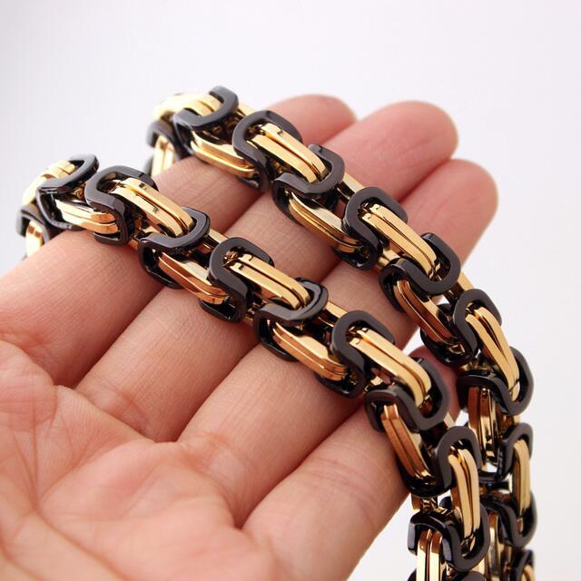 8mm Men’s Byzantine Box Chain Necklace or Bracelet 316L Stainless Steel 7-40inch