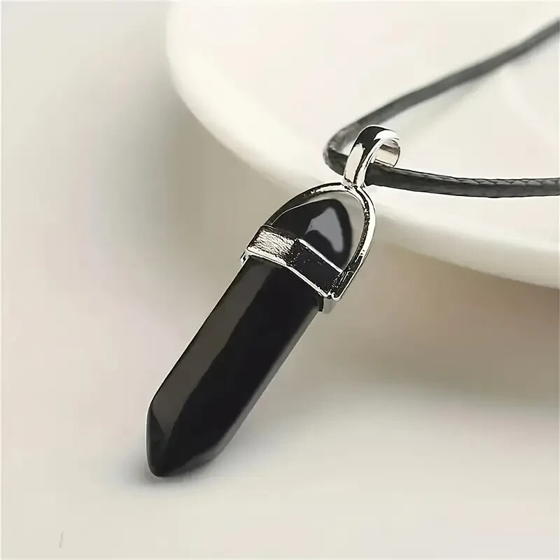 Beautiful Black Obsidian Pendant & 17″ Necklace. FREE SHIPPING IN THE USA!