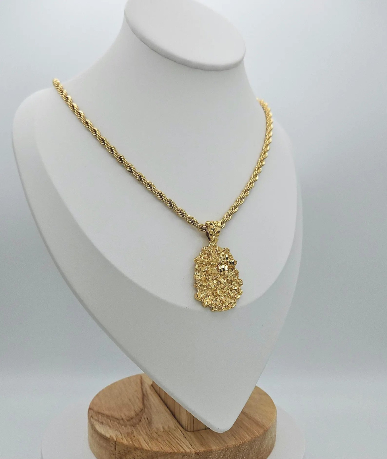 Gold Nugget Necklace, Gold Nugget Chain, 14k Heavy Plated Gold, 4mm French Rope