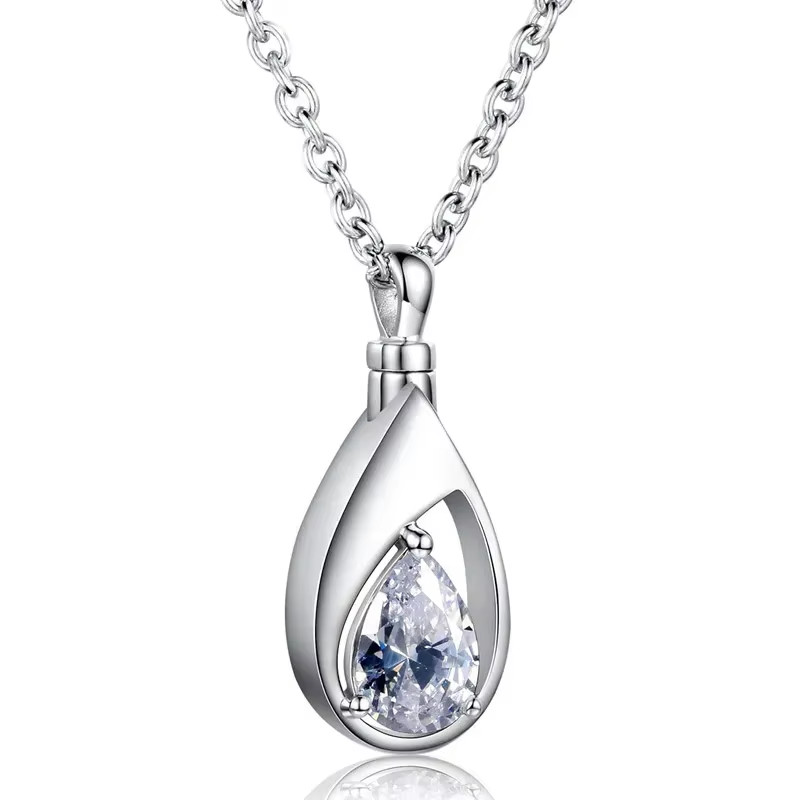 Water-Drop CZ Pendant Necklace Womens Delicate Wedding Engagement Gift Elegant