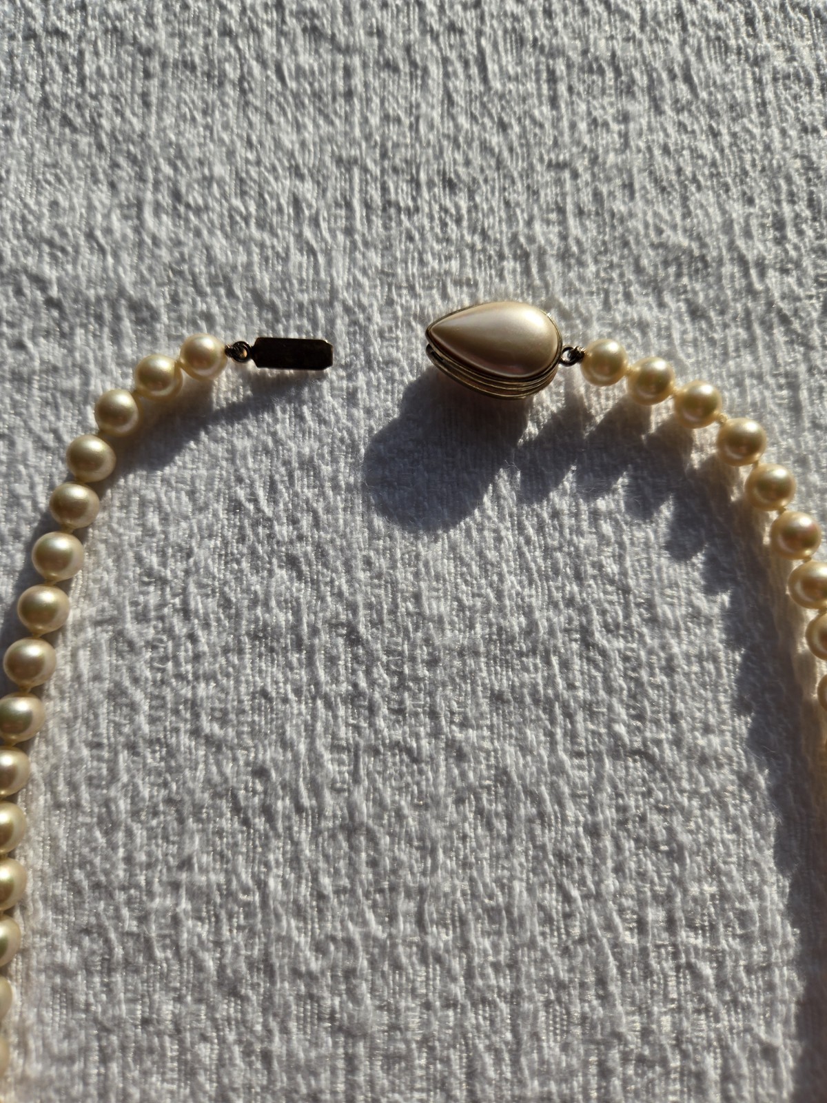 Vintage Cream Faux Pearl Strand Necklace 18″ Princess Slide Clasp Choker Bridal