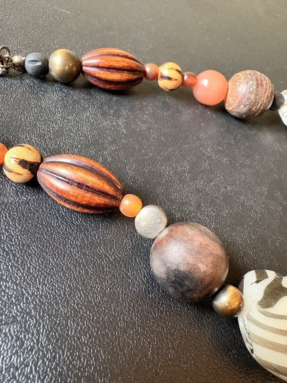 Premier Designs Bohemian Necklace Multicolor Wood Beaded Cable 18 in