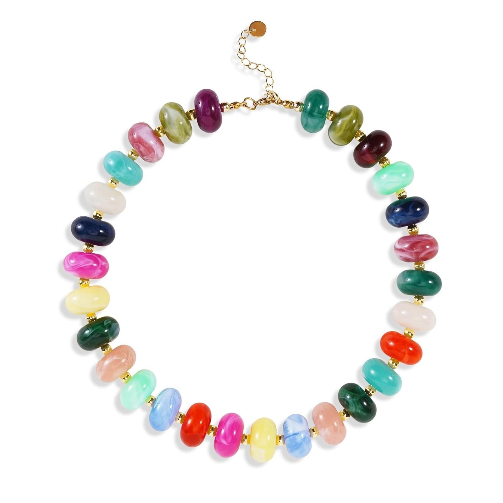 Chunky Beaded Statement Necklace for Women Colorful Boho Choker