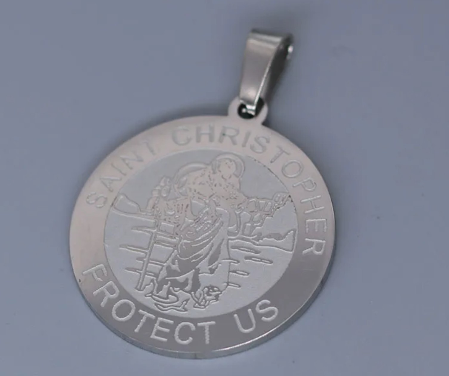 Stainless Steel St Christopher Laser Engraved Pendant (no chain)