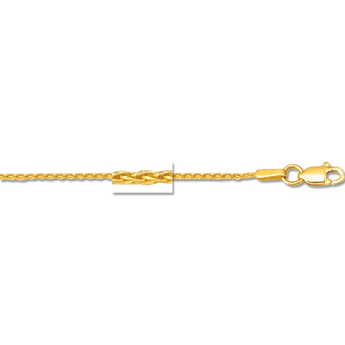 1mm All Shiny Round Wheat Chain Necklace Real Solid 14K Yellow Gold 16″ thru 24″