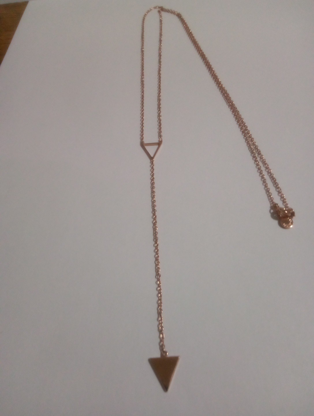 Gorjana Mika Lariat 18K Rose Gold Plate 26 inch Triangle Necklace