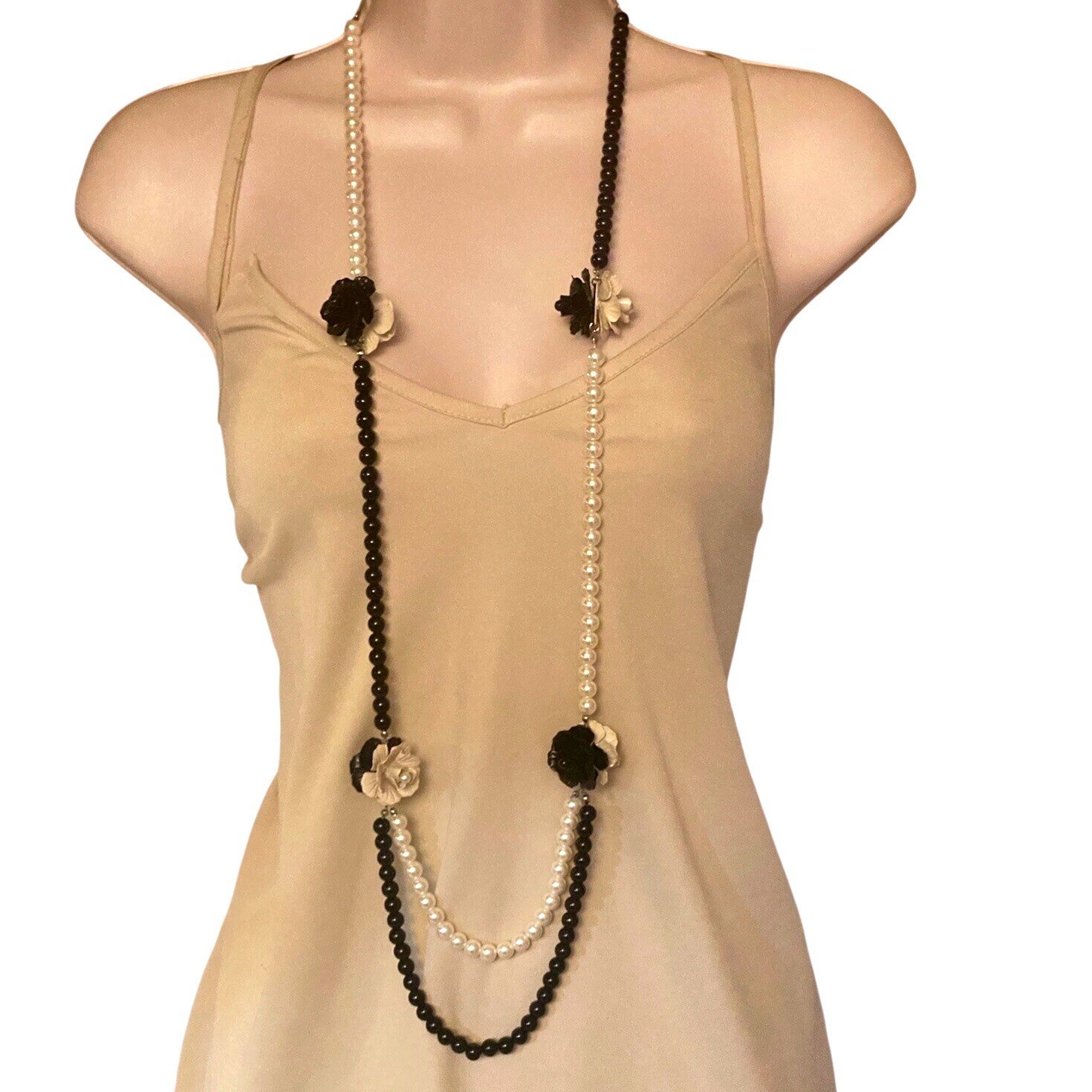 Bala Booste France Necklace signed Pearl Flower Statement beaded France Y2K Rare