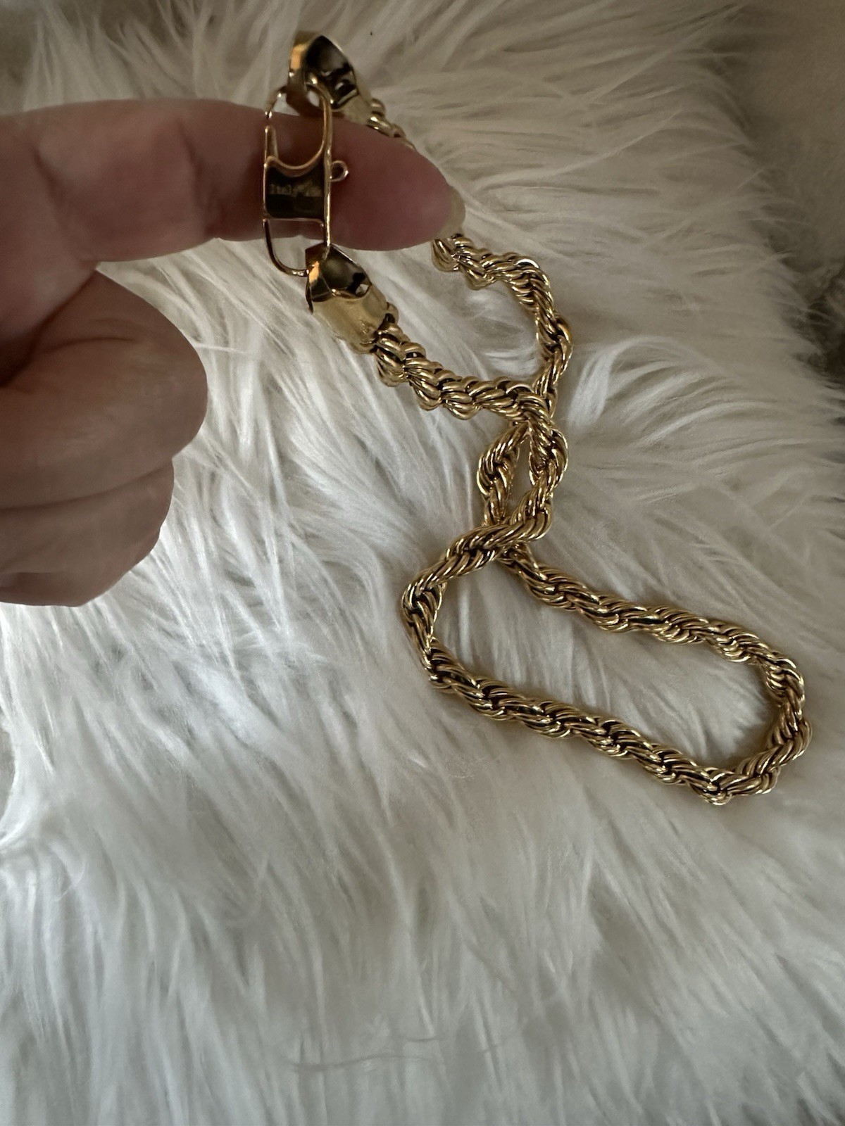 Engraved Italy Gold F Filled Rope Chain Thick 8mm Length24” Men Women Necklace