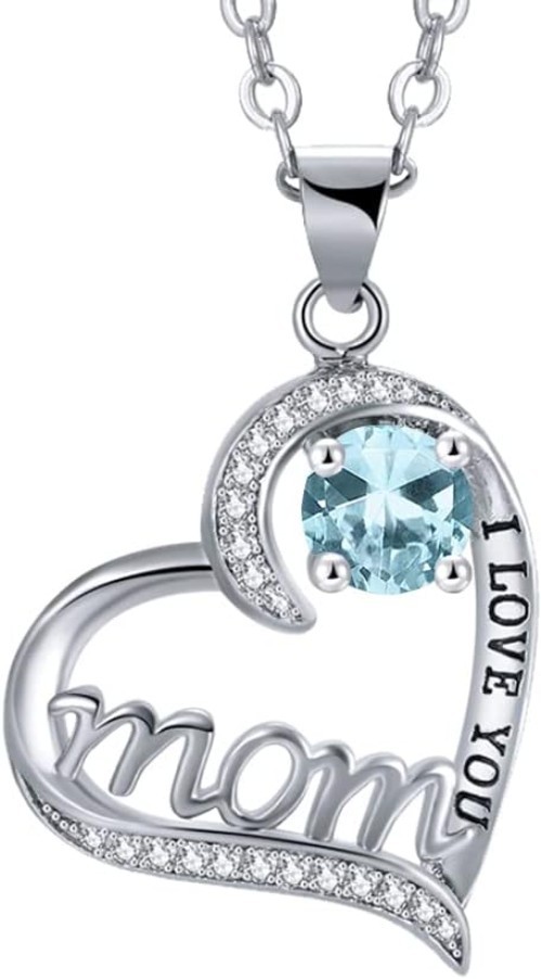 Dazzling ‘I Love You Mom’ Heart Pendant Necklace – Perfect for Special Occasions