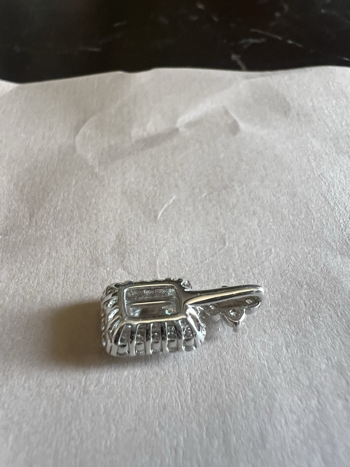 Authentic Emerald Cut White Moissanite VVS1 Halo 1 Carat 925 Silver Pendant