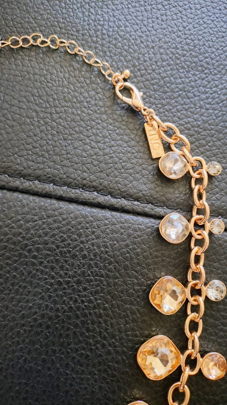 INC International Concepts Gold Tone Mixed Stone Statement Necklace 17.5”